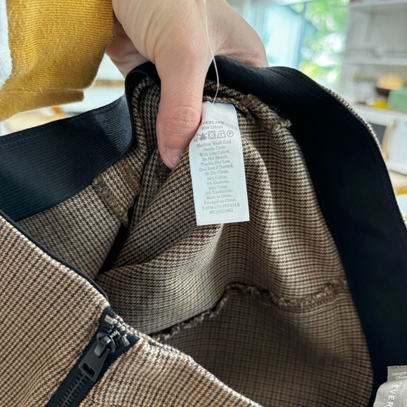 Everlane Side Zip Button Closure Pull On Stretch Coco Plaid Ankle Crop Pant 00 - Picture 12 of 15